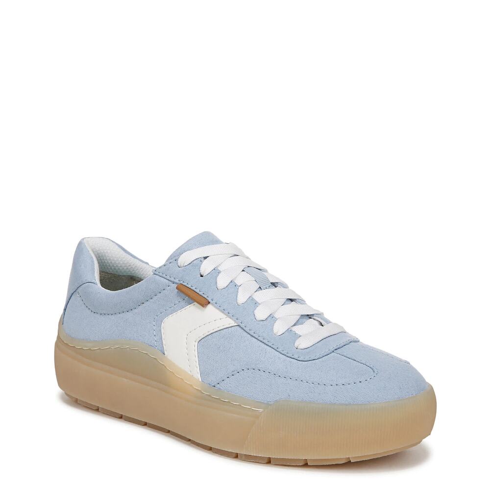 Dr. Scholl's Time Off Platform Sneakers Womens 6.5 M Blue Faux Suede Gum Sole